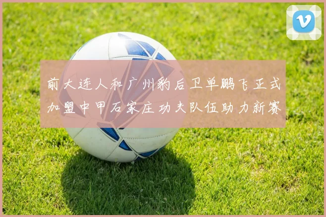 前大连人和广州豹后卫单鹏飞正式加盟中甲石家庄功夫队伍助力新赛季